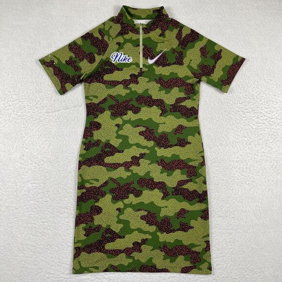 Nike Dress Womens Medium Green Celadon Tight‎ Fit Camo Sportswear Hip Hop Casual - Picture 1 of 16